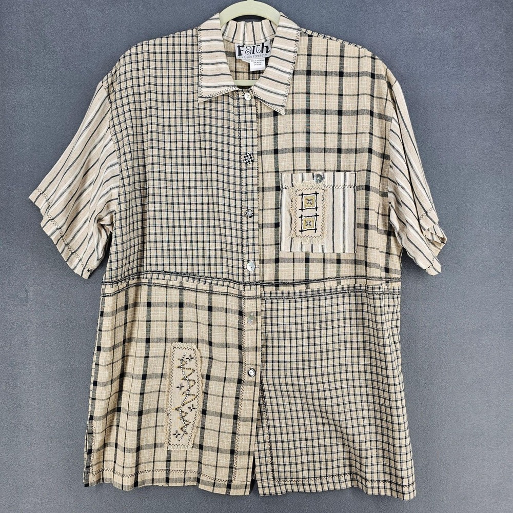 Faith By Celia Forrester 3 Piece Outfit Womens Medium Beige Patchwork Jumper - Picture 7 of 15